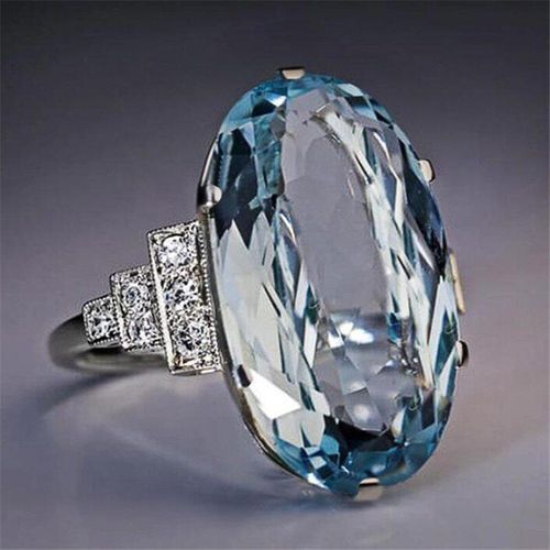 Bague En Cristal Bleu Pour Femmes, Anneau De Fiançailles, De Mariage, De Promesse, De Charme, Bijoux, Cadeaux