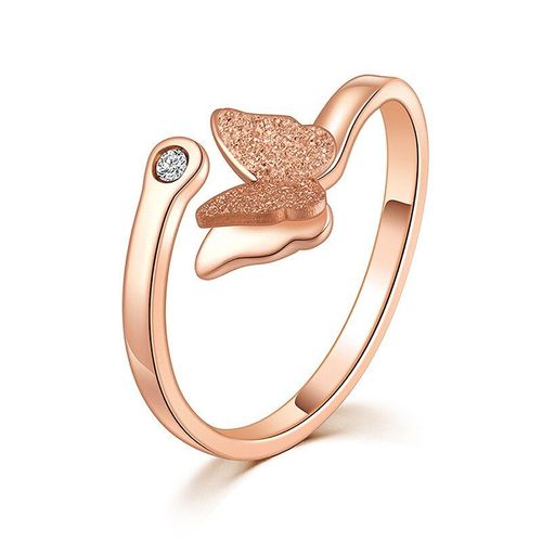 Bagues De Luxe En Or Rose Pour Femmes, Bague Papillon Romantique, Bijoux Charmant, Accessoires De Mariage