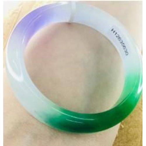 Bracelet En Jadéite Naturelle Élégant Blanc Violet Vert Tricolore 54-61mm Femme Princesse Jade Bracelet Cadeau