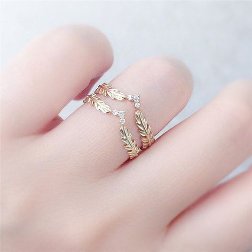 Bagues Créatives Exquises En Forme De Feuille Pour Femmes, Bagues De Fiançailles, De Mariage, Bijoux Charmant, En Cristal Doré Et Zircon, Cadeaux