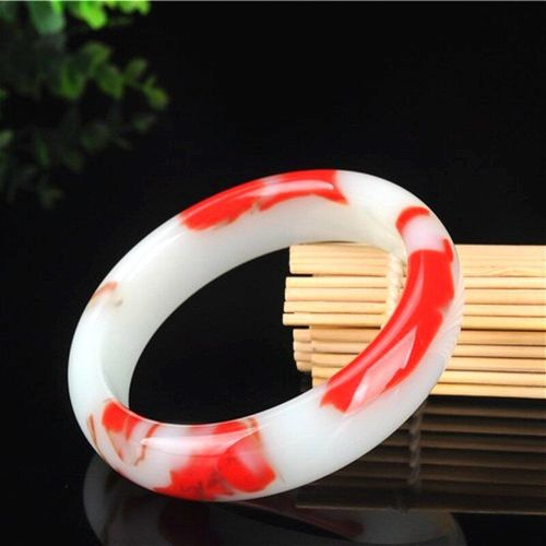 Bracelet En Jade Sculpté À La Main Pour Hommes Et Femmes, Bijoux Fins, Amulette, Rouge, Blanc, Naturel, À La Mode, Cadeaux