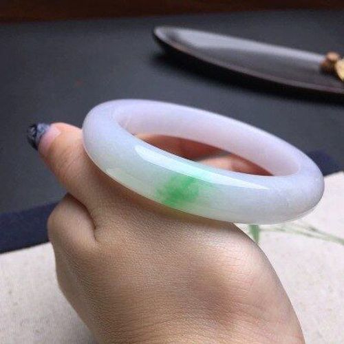 Zheru Bijoux Naturel Birman Jade 54-64mm Couleur Claire Bicolore Bracelet Élégant Princesse Bijoux, Meilleur Cadeau