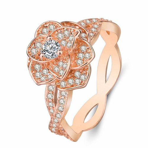 Bague De Luxe En Cristal Rose Pour Femmes, Avec Breloque Féminine, Cadeau De Fiançailles