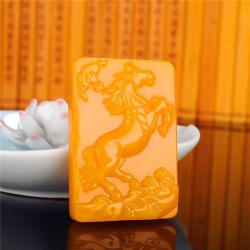 Pendentif Cheval En Jade Jaune Naturel, Collier, Breloque Sculptée Chinoise, Bijoux, Accessoires Mode Amulette Pour Hommes Et Femmes, Cadeaux Porte-Bonheur