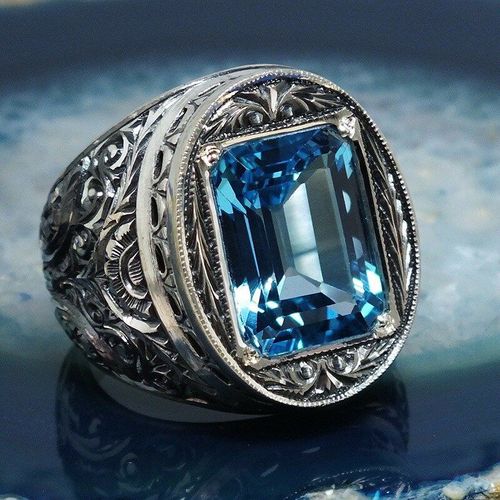 Bagues De Luxe Rétro En Cristal Bleu Pour Femmes, Bijoux Exquis, Charmant, Pour Fête De Mariage, Cadeaux Pour Filles