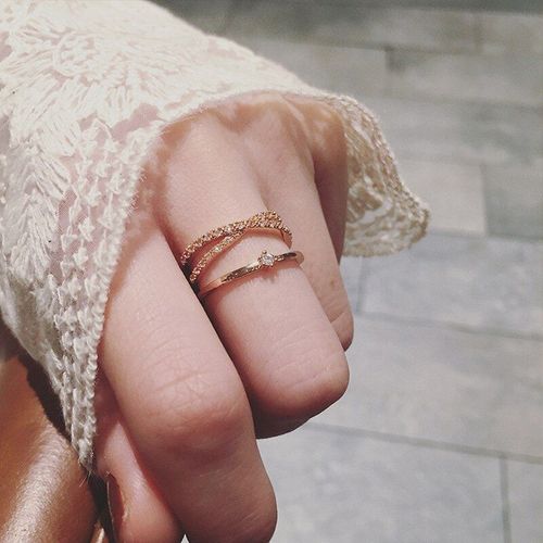 Bagues De Luxe Multicouches En Or Rose Pour Femmes, Bijoux En Cristal À La Mode Pour Dames, Cadeaux De Fête Romantiques Pour Femmes