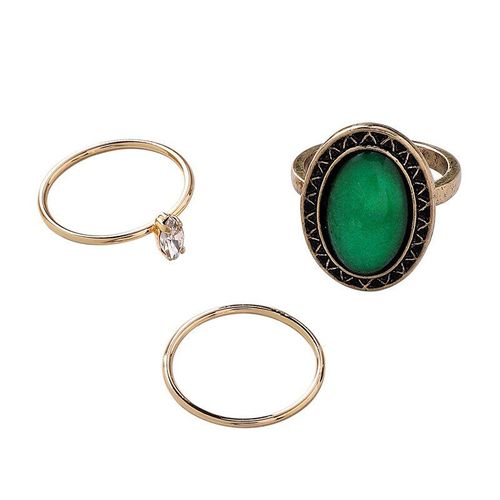 Ensemble De Trois Pièces De Pierres Naturelles Vertes Rétro, Bague Élégante Et Charmante, Bijoux De Mariage Pour Femmes, Accessoires De Fête À La Mode, Cadeaux