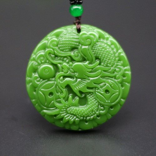 Pendentif Dragon En Argent Sculpté En Jade Vert Naturel, Collier, Breloque Chinoise, Bijoux, Accessoires À La Mode Pour Hommes Et Femmes, Amulette, Cadeaux