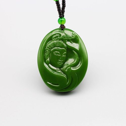 Collier Pendentif En Jade Vert Naturel Chinois, Breloque Sculptée À La Main, Bijoux Amulette À La Mode Pour Hommes Et Femmes, Cadeaux Porte-Bonheur