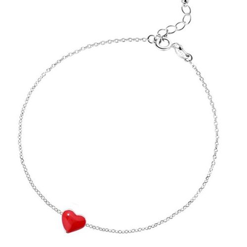 Bracelet En Forme De C¿Ur Rouge Pour Femmes, Bijou À La Mode, Breloque De Mariage, Couleur Argent, Accessoires, Cadeaux