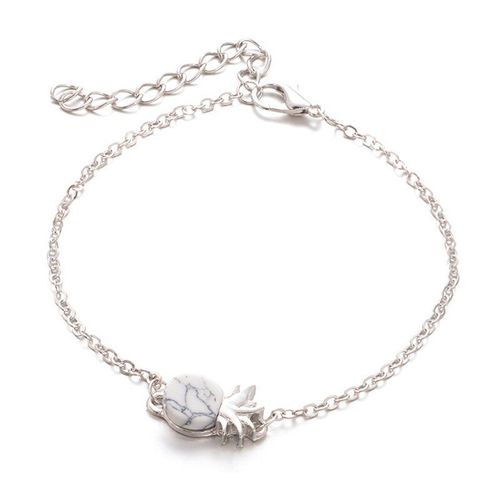 Bracelet D'ananas En Pierre Naturelle Pour Femmes, Chaîne À Main En Forme De Fruit, Couleur Argent, Or, Noir, Blanc, Bijoux De Fête, À La Mode