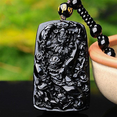 Collier Avec Pendentif En Jade Obsidienne Noire Naturelle, Breloque Fine Chinoise Sculptée À La Main, Bijoux Amulette, Accessoires Pour Hommes Et Femmes