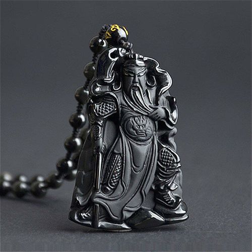 Collier Guanyu Sculpté À La Main En Jade Obsidienne Noire Naturelle, Pendentif, Bijoux À La Mode Chinoise, Amulette, Accessoires, Cadeaux Pour Hommes