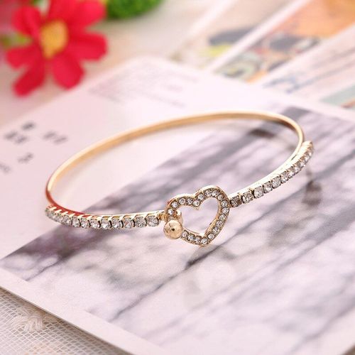 Bracelet En Chaîne En Forme De C¿Ur Pour Femmes, Ajouré, Strass, Bijoux, Accessoires, Cadeau Pour Amis, À La Mode