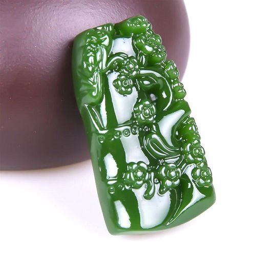 Collier Pendentif En Bambou Jade Vert Naturel, Breloque Chinoise Sculptée À La Main, Accessoires De Mode, Amulette, Cadeaux Pour Hommes Et Femmes