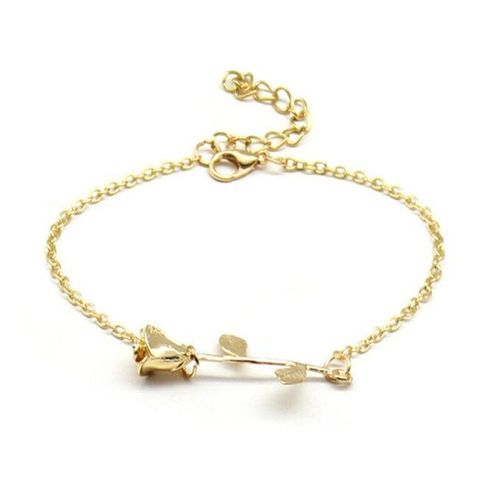 Bracelet Élégant À Maillons Pour Femmes, 3 Couleurs, Motif Fleur Rose Rouge, À La Mode, Cadeau De Fête Des Mères