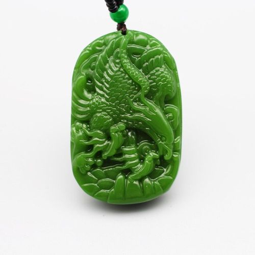 Collier Pendentif En Jade Vert En Forme D'aigle Naturelle, Perle Chinoise Sculptée À La Main, Breloque De Mode, Bijoux, Accessoires Amulette, Cadeaux Porte-Bonheur Pour Hommes