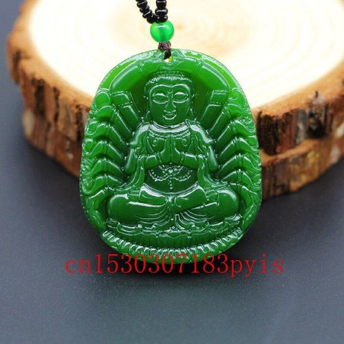 Collier En Jade Vert Naturel Avec Pendentif Guanyin Bodhisattva, Bijoux Amulette À La Mode Pour Hommes Et Femmes