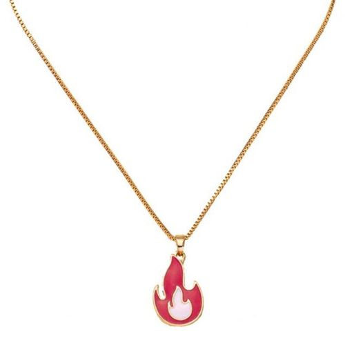 Collier De Flamme En Résine Rose Pour Femmes, Design De Mode, Chaîne De Couleur Or, Hip Hop, Bijoux Cool, Cadeaux