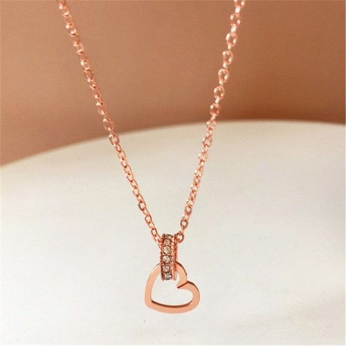 Collier De Caractère En Forme De C¿Ur Pour Femme, Or Rose, Chaîne De Clavicule En Cristal, Bijoux Romantiques De La Saint-Valentin