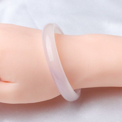 Bracelet En Agate Blanche Naturelle Sculptée À La Main Pour Enfants, Large Bande, Bijoux À La Mode, Calcédoine Pour Enfants, Bracelet De Beauté De Petit Calibre
