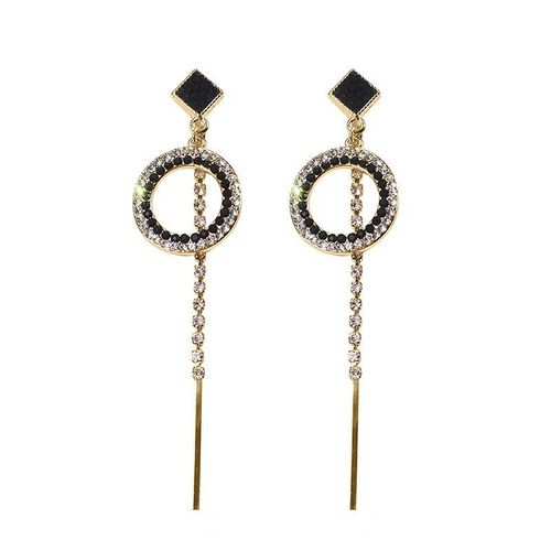 Boucles D'oreilles Géométriques En Cristal Doré, Longues Pampilles, Style Coréen, Bijoux Bohème, Cadeaux