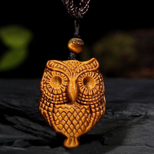Pendentif En Pierre D'oeil De Tigre En Or Naturel, Collier De Hibou, Bijoux De Boutique De Mode, Pour Hommes Et Femmes, Pour Porte-Bonheur Et Paix