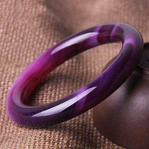 Bracelet En Jade Violet Naturel Sculpté À La Main Pour Femmes, Bijoux De Boutique De Mode