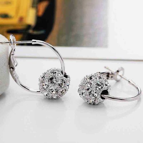 Boucles D'oreilles En Forme De Boule De Cristal, Bijoux En Métal Doré Et Lisse, Accessoires À La Mode Pour Cadeaux De Mariage