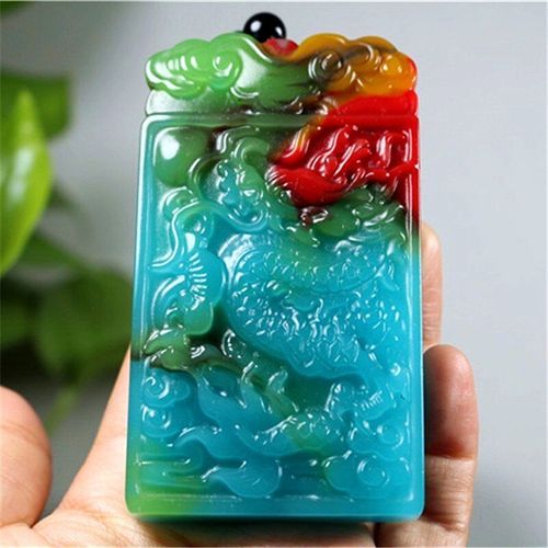 Pendentif Dragon Du Zodiaque En Jade Naturel Sculpté À La Main, Bleu Vert, Bijoux À La Mode Pour Hommes Et Femmes