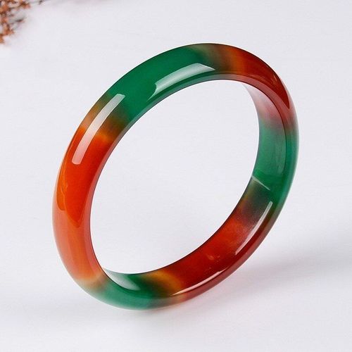 Bracelet En Jade Sculpté À La Main, À Rayures Larges, Naturel, Rouge, Vert, Bijoux Boutique De Mode, Trois Couleurs, Fleur Flottante, Pour Femmes