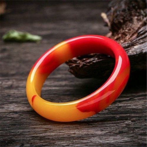 Bracelet En Jade Large Sculpté À La Main, Rouge, Jaune Naturel, Bijoux Boutique De Mode, Couleur Hommes Et Femmes, Accessoires Cadeaux
