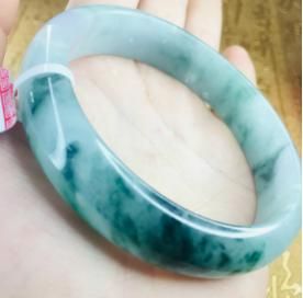 Bracelet En Jadéite Naturelle Avec Fond De Glace Flottant Bleu, Pour Femme, Bijou De Princesse, Cadeau, 54-61mm, Envoyer Un Certificat