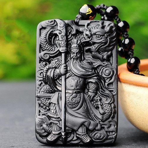 Pendentif En Jade Obsidienne Noire Naturelle Dragon Guanyu, Collier De Perles Sculptées À La Main, Bijoux À La Mode, Accessoires Amulette, Cadeaux Pour Hommes Et Femmes