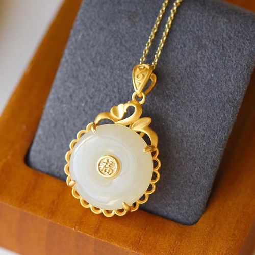 Pendentif En Jaspe Hetian Vert Naturel Sculpté À La Main, Boucle De Sécurité, Bijoux À La Mode Pour Femmes, Collier Incrusté D'argent 925