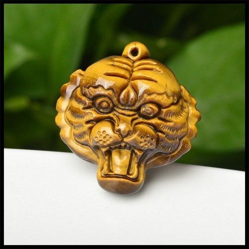 Collier En Jade Avec Tête D'oeil De Tigre Sculpté À La Main Pour Homme, Pendentif En Jade Naturel, À La Mode, Roi Des Animaux Envoyé À Son Petit Ami