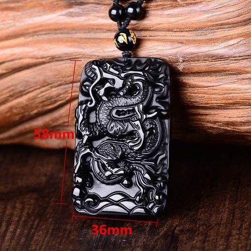Collier En Obsidienne Noire, Pendentif Dragon Antique Amulette En Cristal, Bijoux Fins Pour Hommes, Livraison Directe