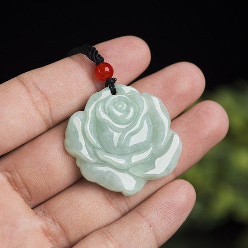 Collier En Jade Avec Pendentif En Forme De Fleur De Rose, Amulette Porte-Bonheur Pour Hommes Et Femmes, Livraison Directe