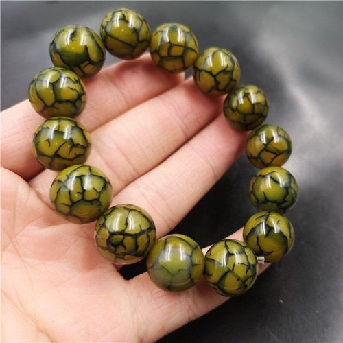 Bracelet En Agate Dragon Naturelle Sculptée À La Main, 16mm, Perles Rondes, Bijoux De Boutique À La Mode, Pour Hommes Et Femmes