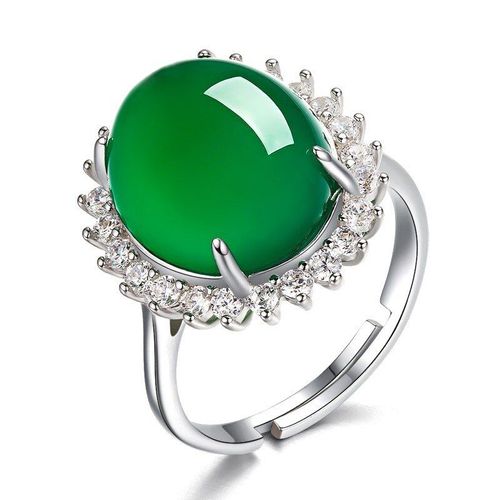 Bague En Calcédoine Verte Naturelle, Sculpture Goutte D'eau, Bijoux De Personnalité À La Mode, Accessoires Pour Hommes Et Femmes