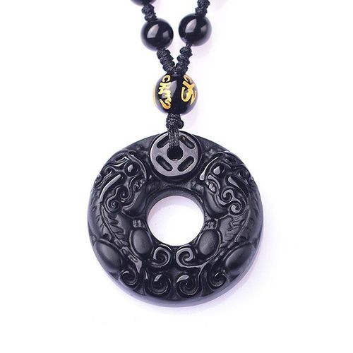 Pendentif En Obsidienne Pegasu Pour Hommes Et Femmes, Collier En Obsidienne Noire Naturelle Des Troupes Courageuses, Bijoux En Cristal, Livraison Directe