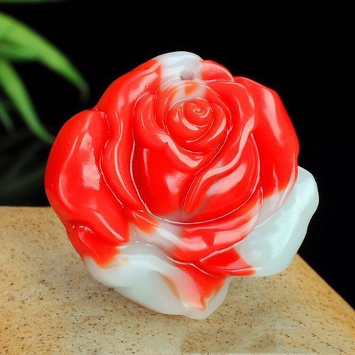 Pendentif Rose En Jade Sculpté À La Main, Couleur Naturelle, Bijoux De Boutique De Mode, Collier Riche En Fleurs Coloré Pour Hommes Et Femmes