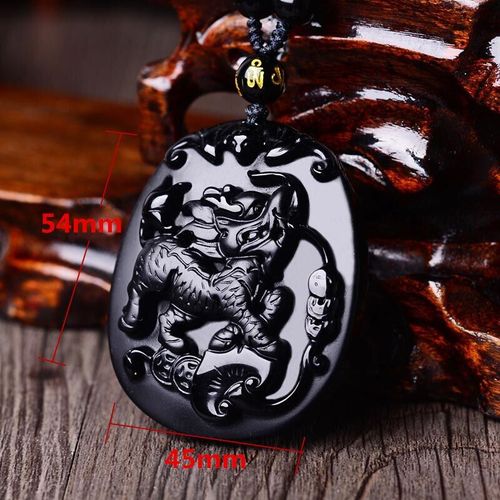 Pendentif En Obsidienne Kirin Pour Hommes, Collier Amulette En Obsidienne Noire, Bijoux En Cristal Fin, Vente En Gros, Livraison Directe