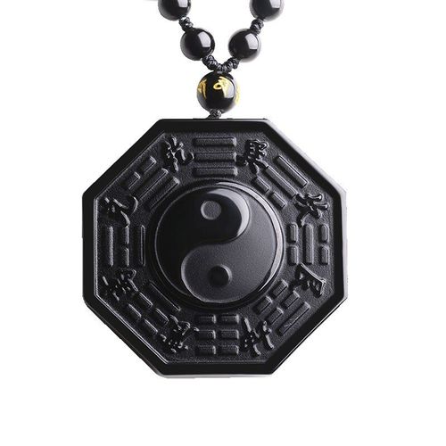 Pendentif En Obsidienne Noire Naturelle, Yin Et Yang Taichi, Gossip, Collier En Cristal, Pour Femmes Et Hommes, Bijoux Fins