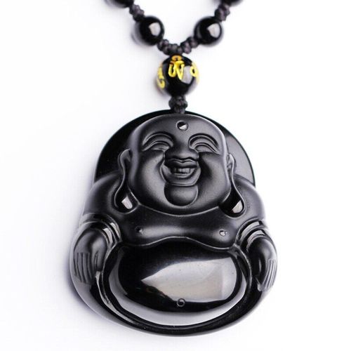 Pendentif Bouddha En Obsidienne Noire Naturelle, Collier Pour Femmes Et Hommes, Bijoux En Cristal Fin, Cadeau, Livraison Directe