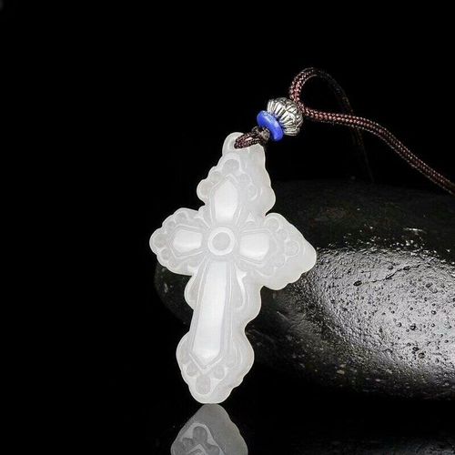 Collier Avec Pendentif Croix En Jade Blanc, Amulette En Pierre De Jade Avec Chaîne Pour Hommes Et Femmes, Livraison Directe