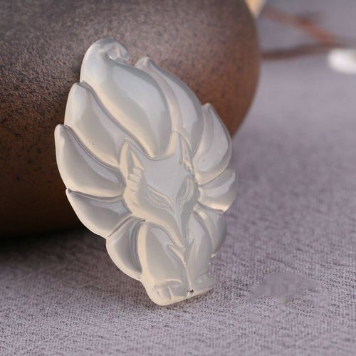 Pendentif En Calcédoine Rose Naturelle Sculpté À La Main En Tête De Renard, Bijoux À La Mode Pour Hommes Et Femmes, Collier Incrusté D'argent 925