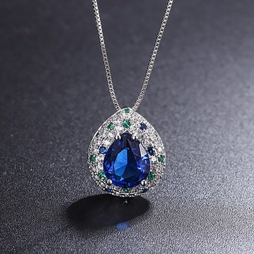 Ensemble De Bijoux Vintage En Argent Sterling 925 Pour Femmes, Bijoux En Pierres Précieuses Saphir 10x12mm, Collier Et Boucles D'oreilles En Diamant À Haute Teneur En Carbone