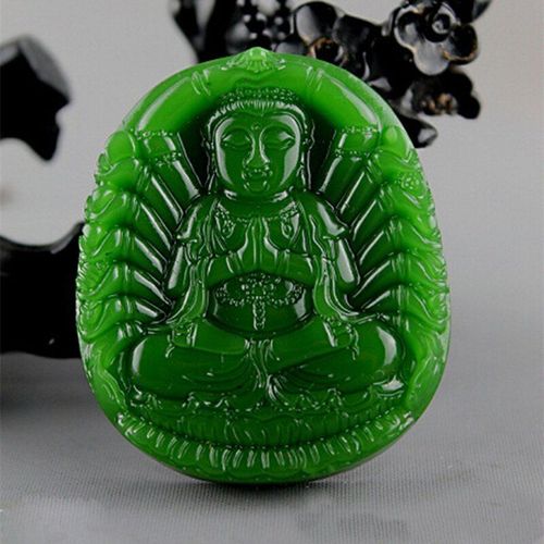 Collier En Jade De Guanyin Sculpté À La Main, Bijou Vert Naturel À La Mode Pour Hommes Et Femmes