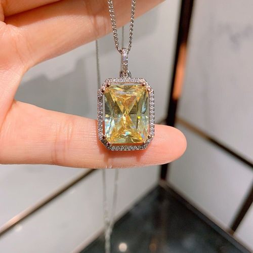Ensemble De Bijoux Fins De Luxe Pour Femmes, Pendentif, Collier, Boucles D'oreilles, Bague En Argent Sterling 100%, Imitation Citrine, 925